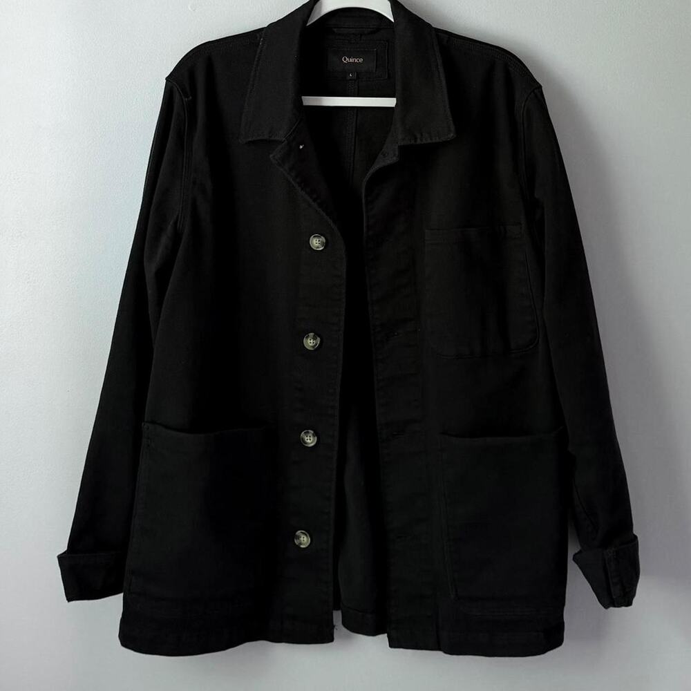 Quince black organic cotton chore jacket